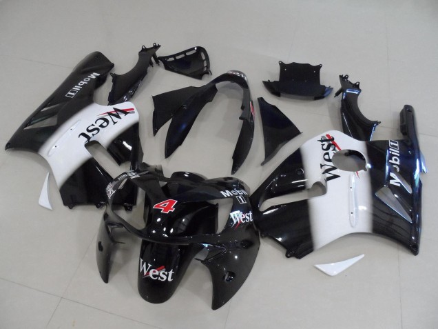Carénages Moto Kawasaki ZX12R 2002-2006 - Noir Brillant Blanc Rouge West Mobil 4