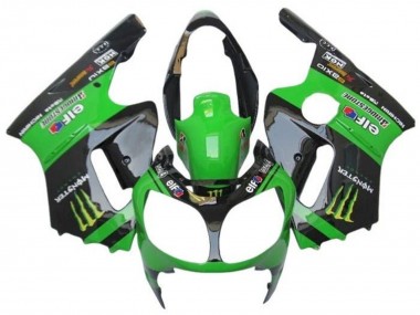 Meilleurs Carénages Moto Kawasaki ZX12R 2002-2006 - Vert Noir Brillant Elf Touch4 Monstre