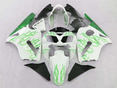 Meilleurs Carénages Moto Kawasaki ZX12R 2002-2006 - Blanc Vert Flamme