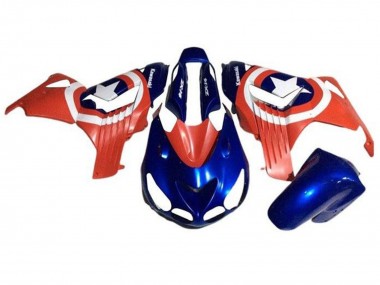 Meilleurs Carénages Moto Kawasaki ZX14R ZZR1400 2006-2011 - Bleu Rouge Blanc Étoile Captain America