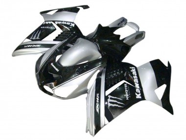 Meilleurs Carénages Moto Kawasaki ZX14R ZZR1400 2006-2011 - Argent Noir Monstre