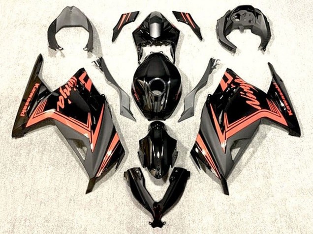 Carénages Moto Kawasaki EX300 2013-2017 - Noir Brillant Orange