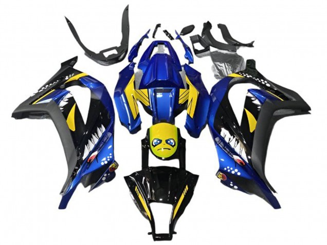Carénages Moto Kawasaki EX300 2013-2017 - Bleu Jaune Noir Requin