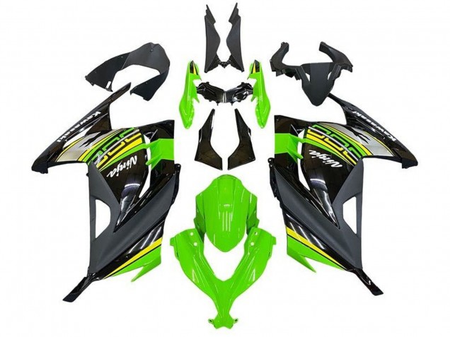 Carénages Moto Kawasaki EX300 2013-2017 - Vert Noir Argent Jaune