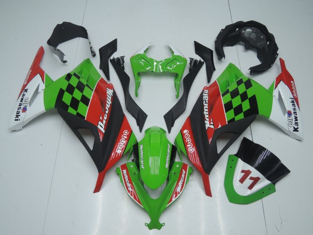 Carénages Moto Kawasaki EX300 2013-2017 - Vert Blanc Rouge Noir Motocard