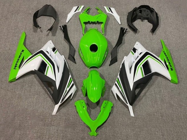 Carénages Moto Kawasaki EX300 2013-2017 - Vert Blanc Noir Bande