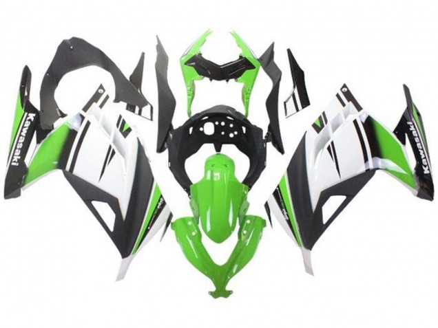 Carénages Moto Kawasaki EX300 2013-2017 - Vert Blanc Noir Noir Mat