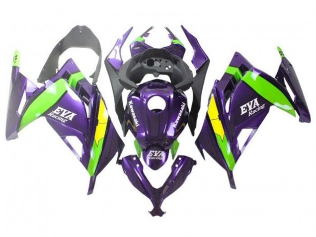 Carénages Moto Kawasaki EX300 2013-2017 - Violet Vert Jaune EVA Courses