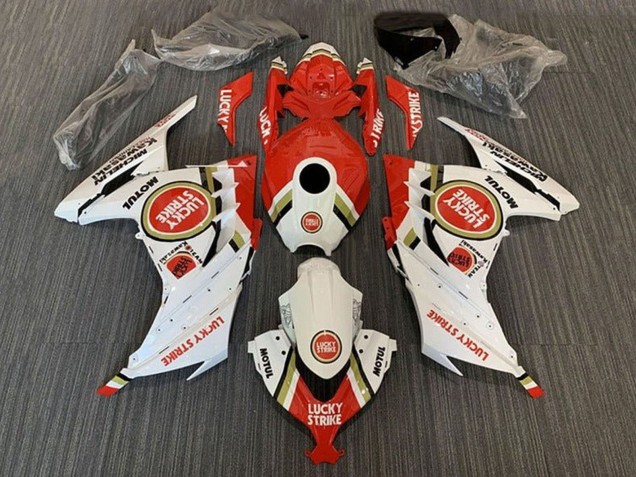 Carénages Moto Kawasaki EX300 2013-2017 - Blanc Rouge Lucky Strike
