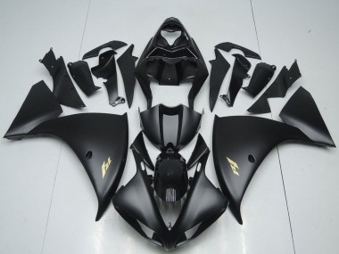 Meilleurs Carénages Moto Yamaha YZF R1 2012-2014 - Noir Brillant Noir Mat Or Décalque