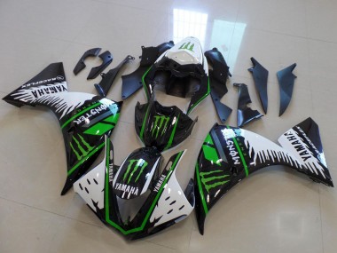 Meilleurs Carénage Moto Yamaha YZF R1 2012-2014 - Blanc Noir Vert Monstre
