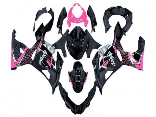 Carénage Moto Kawasaki Ninja 400 2018-2024 - Noir Brillant Rose Blanc