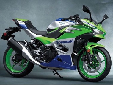 Meilleurs Carénages Moto Kawasaki Ninja 500 EX500R 2024-2025 - Argent Vert Bleu