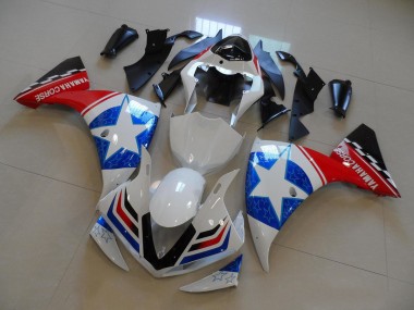 Meilleurs Carénages Moto Yamaha YZF R1 2012-2014 - Blanc Bleu Rouge Noir Étoile