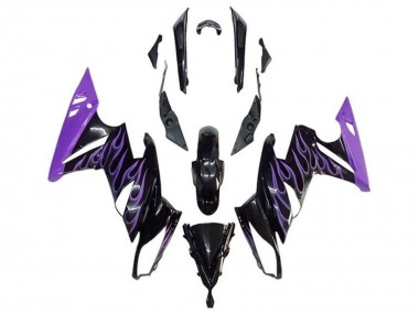 Meilleurs Carénages Moto Kawasaki Ninja 650 EX650 2009-2011 - Noir Brillant Violet Flamme