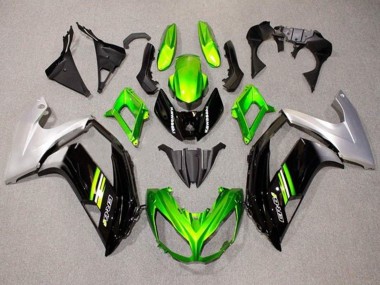 Meilleurs Carénages Moto Kawasaki Ninja ER6F 2012-2014 - Vert Noir Argent