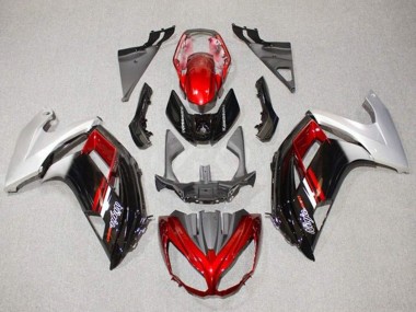 Meilleurs Carénages Moto Kawasaki Ninja 650 EX650 2012-2016 - Argent Rouge Noir Brillant