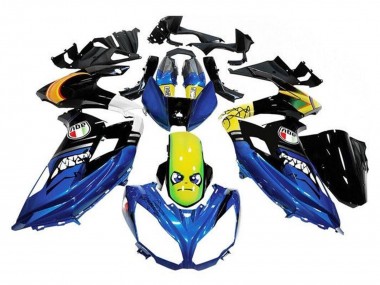 Meilleurs Carénages Moto Kawasaki Ninja 650 EX650 2012-2016 - Bleu Jaune Requin