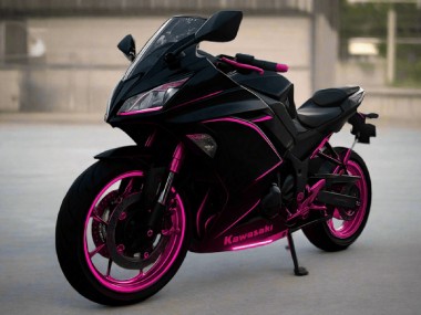 Meilleurs Carénages Moto Kawasaki Ninja 650 EX650 2017-2019 - Noir Brillant Rose Bande