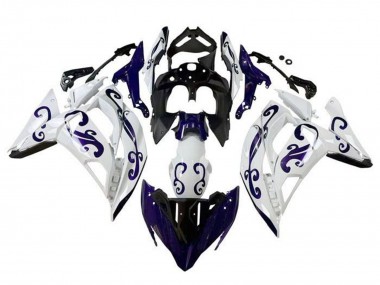 Meilleurs Carénages Moto Kawasaki Ninja 650 EX650 2017-2019 - Blanc Bleu Foncé Noir