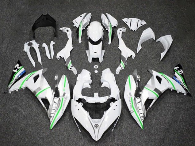 Carénages Moto Kawasaki Ninja 650 EX650 2017-2019 - Blanc Argent Vert Bleu