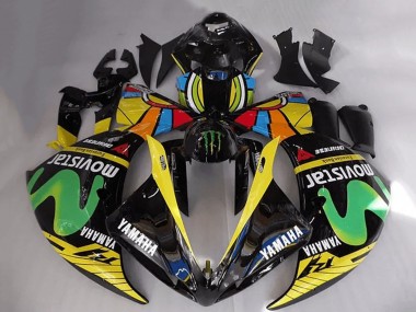 Meilleurs Carénages Moto Yamaha YZF R1 2012-2014 - Noir Brillant Jaune Vert Blanc Bleu MoviStar Monstre