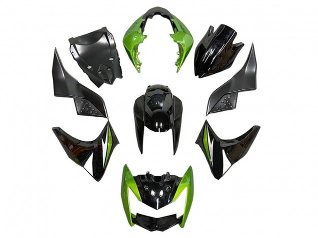Carénages Moto Kawasaki Z1000 2007-2009 - Vert Noir Brillant Argent