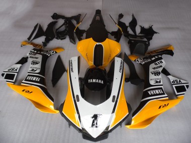 Meilleurs Carénages Moto Yamaha YZF R1 2015-2019 - Orange Blanc Noir Motul YSP