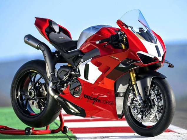 Carénages Moto Ducati Panigale V4 V4S 2022-2024 - Argent Blanc Rouge Corse