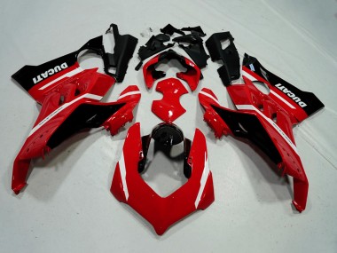 Meilleurs Carénages Moto Ducati Panigale V4 V4S 2020-2021 - Rouge Blanc Noir Brillant Bande