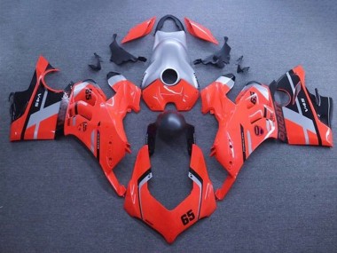 Meilleurs Carénages Moto Ducati Panigale V4 V4S 2020-2021 - Argent Rouge Noir Mat Bande 65