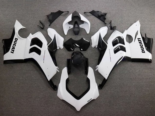 Carénages Moto Ducati Panigale V4 V4S 2020-2021 - Blanc Brillant Noir Brillant