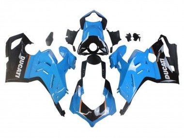 Meilleurs Carénages Moto Ducati Panigale V4 V4S 2020-2021 - Bleu Clair Orange Noir Brillant