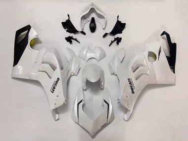 Meilleurs Carénage Moto Ducati Panigale V4 V4S 2020-2021 - Blanc Perle Noir Brillant