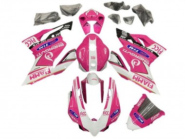 Meilleurs Carénages Moto Ducati Panigale 899/1199 2011-2014 - Rose Blanc Noir Brillant Fiamm