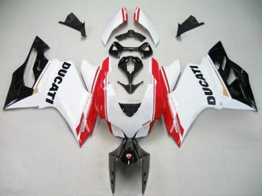 Meilleurs Carénages Moto Ducati Panigale 1199 2011-2014 - Blanc Rouge Noir Brillant Bande