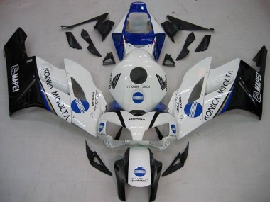 Meilleurs Carénages Moto Honda CBR1000RR 2004-2005 - Blanc Bleu Noir Brillant Konica Minolta