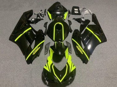 Meilleurs Carénages Moto Honda CBR1000RR 2004-2005 - Noir Brillant Haute Visibilité Jaune Bande