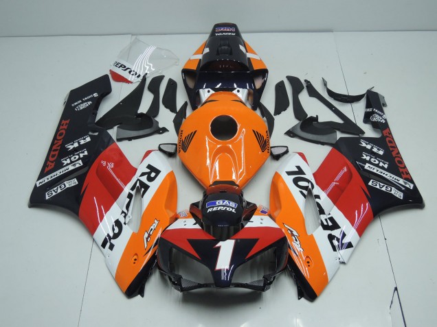 Carénages Moto Honda CBR1000RR 2004-2005 - Orange Blanc Rouge Noir Brillant Repsol RCV 1