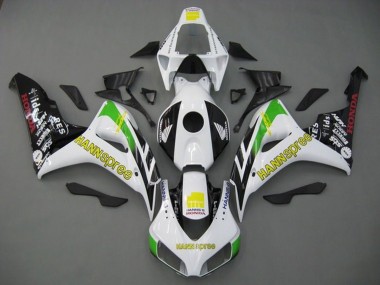 Meilleurs Carénages Moto Honda CBR1000RR 2006-2007 - Blanc Vert Jaune Noir Brillant Hannspree