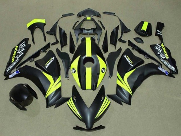 Carénages Moto Honda CBR1000RR 2012-2016 - Noir Mat Jaune Bande