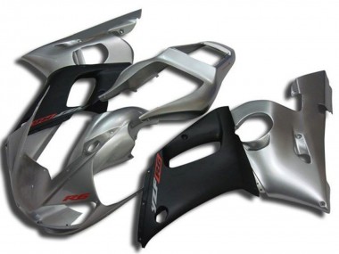 Meilleurs Carénages Moto Yamaha YZF R6 1998-2002 - Argent Noir Mat Rouge Décalque