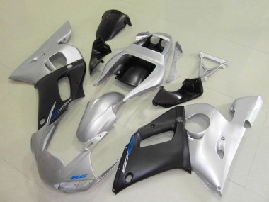 Meilleurs Carénages Moto Yamaha YZF R6 1998-2002 - Argent Noir Mat Bleu Décalque