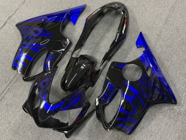 Meilleurs Carénages Moto Honda CBR600 F4i 2004-2007 - Noir Brillant Bleu Flamme