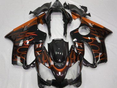 Meilleurs Carénages Moto Honda CBR600 F4i 2004-2007 - Noir Brillant Orange Flamme