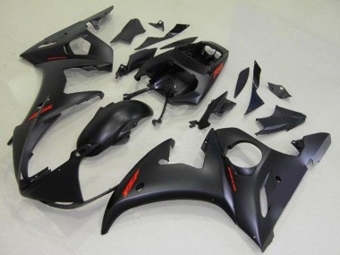Meilleurs Carénages Moto Yamaha YZF R6 2003-2004 - Noir Mat Rouge Décalque