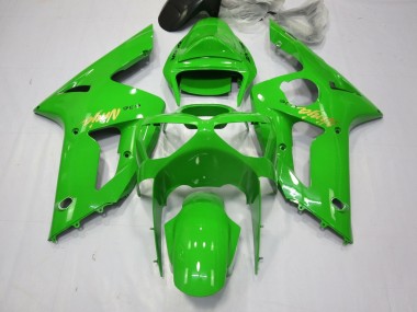 Meilleurs Carénages Moto Kawasaki ZX6R 2003-2004 - Vert Or Décalque