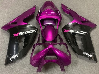 Meilleurs Carénage Moto Kawasaki ZX6R 2003-2004 - Violet Noir Brillant