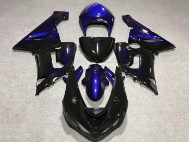 Meilleurs Carénage Moto Kawasaki ZX6R 2005-2006 - Bleu Noir Brillant