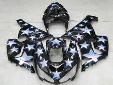 Meilleurs Carénages Moto Kawasaki ZX6R 2005-2006 - Noir Bleu Blanc Étoile